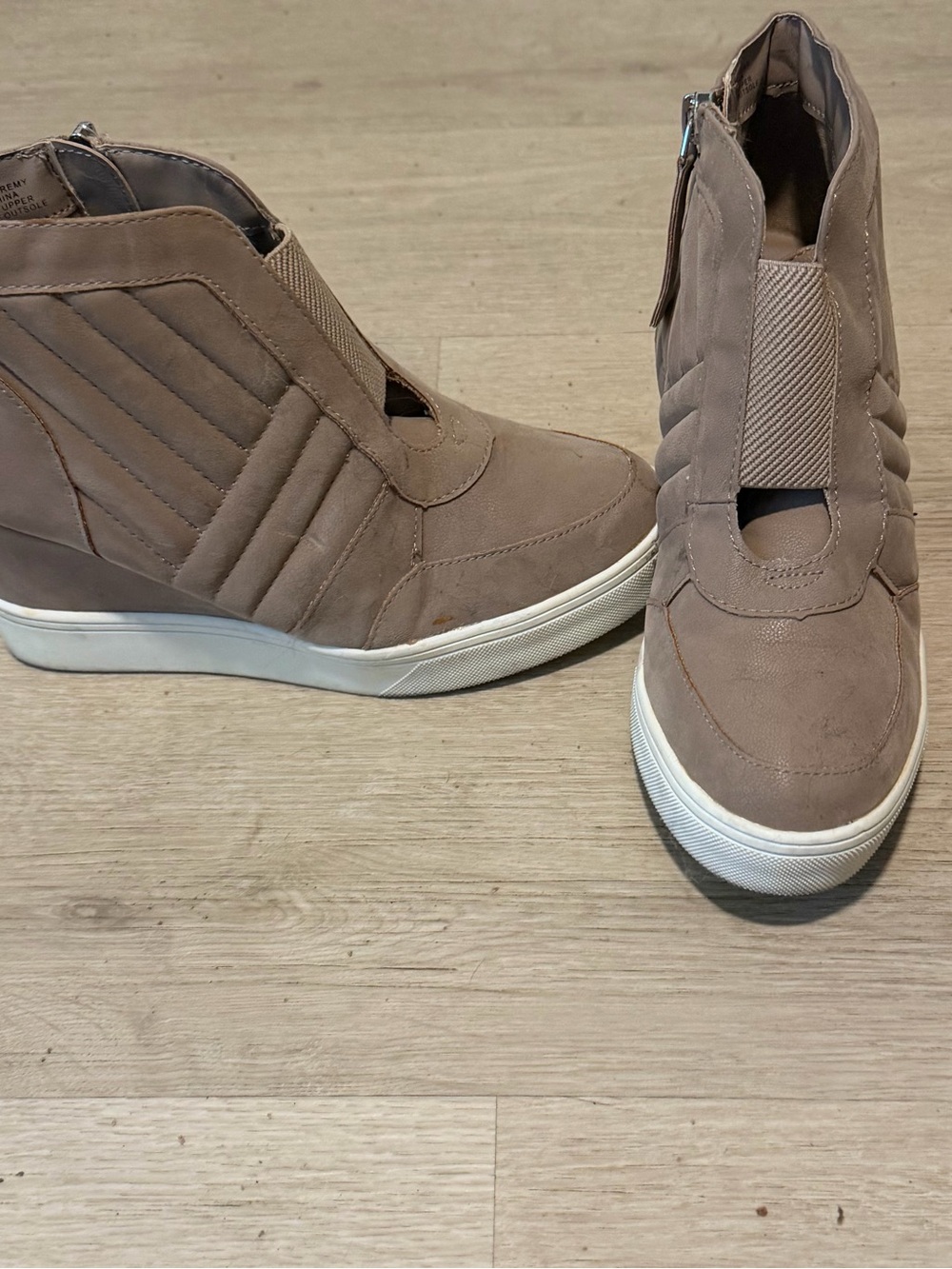 MIA Taupe Wedge Slip-On Sneakers